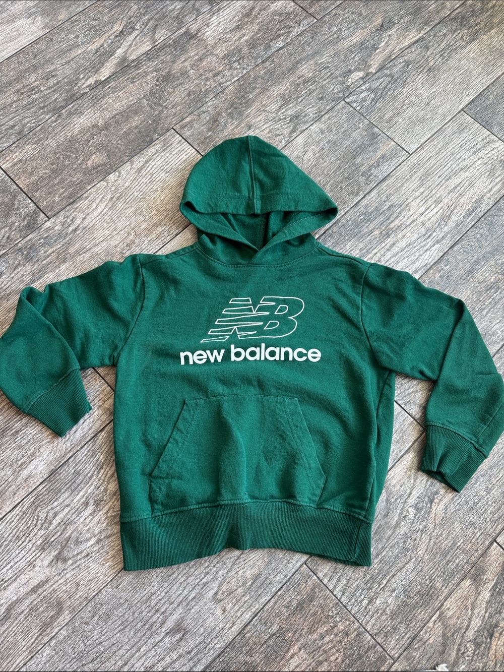 New Balance Dark Green Pullover Hoodie with White Logo